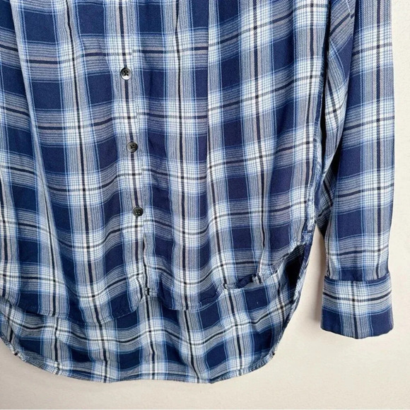 Madewell Womens Size Xsmall Central  Lansford Plaid Blue Long Sleeve - Picture 6 of 13